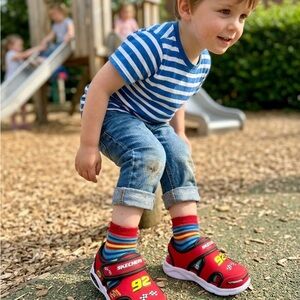 Skechers Red Boys Racing Sandals with Number 92